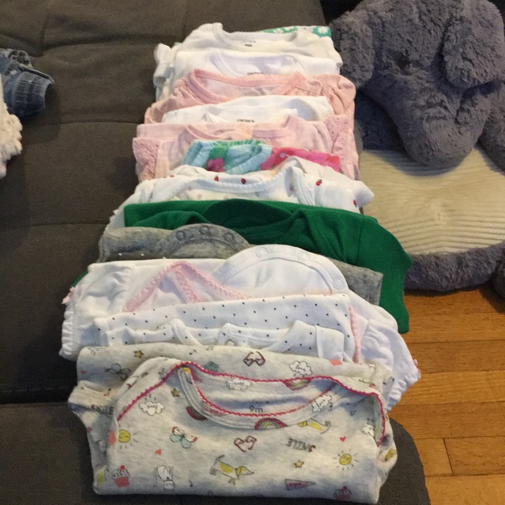 15 Baby Girl One Piece 6-9 mo snap bottom shirts